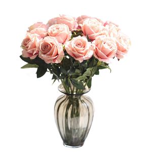 2021 Décorations de mariage Touch Real Touch Matériau Artificial Bouquet Rose Bouquet Accueil Décoration Fake Silk Single Steem Fleurs Floral