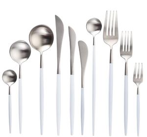 2021 mariage cuillère fourchette couteau couverts poignée or blanc argent 18 8 acier inoxydable couverts vaisselle vaisselle