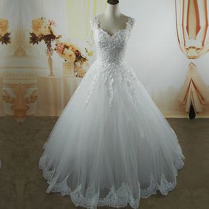 2022 White Ivory Dress pearls Wedding Dresses with lace bottom for brides dress plus size 2-26W
