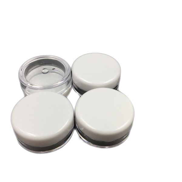 2021 Blanc Couvercle 5ML PS Crème Pot, Mini Crème Cosmétique Échantillon Bouteille Conteneur Vitrine Emballage Cosmétique 5g Mini Bouteille En Plastique