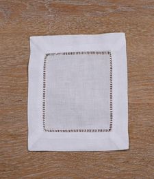 2021 WIT LINENCOTTON HEMSTITKTEKTE Cocktail -servetten 12pcslot 6quot x 6quot Home Textiel Tabel Napkin hele4748690