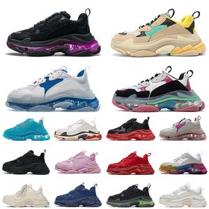 2023 Groothandel designer sneakers Clear Sole Triple S Casual Dad Shoes Men Women Platform 17fw Paris Vintage Old Crystal Bottom Triple-S Sport