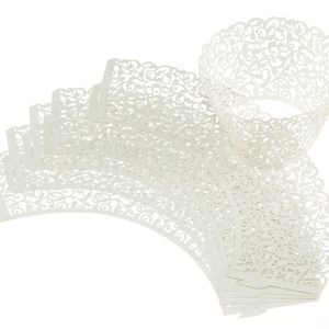 2021 Vente en gros-Kimisohand 100 Filigree Little Vine Lace Laser Cut Cupcake Wrapper Liner Baking Cup