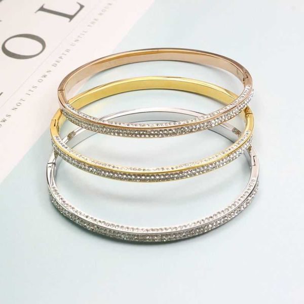 2021 Vente en gros Bracelet de créateur en acier inoxydable pour femmes Rose Gold Mi Band 4 Bracelets en cristal Bijoux à la mode Q0719