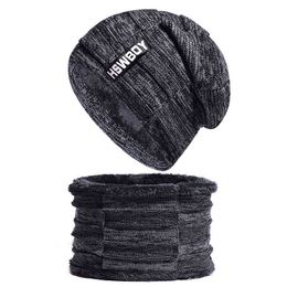 2021 winter beanie hoeden sjaal set warme gebreide hoed schedel cap nek warmer met dikke fleece gevoerde winter hoed en sjaal voor mannen vrouwen y21111