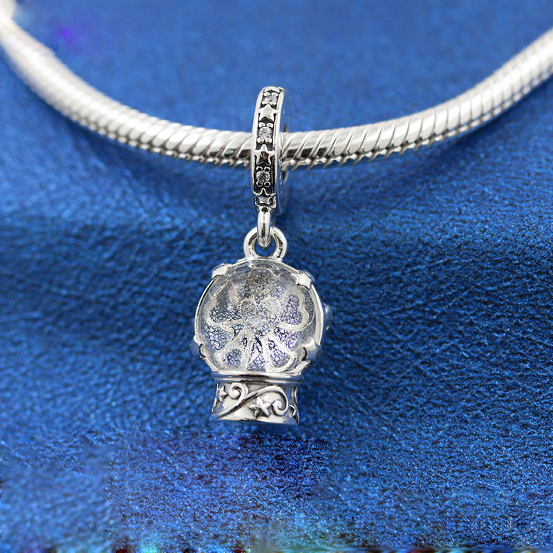 2021 Coleção de Inverno 925 Sterling Silver Snow Globe Angel Dangle Pingente Charm Beads Se encaixa todas as Braceletes de Jóias Pandora Europeias Colares