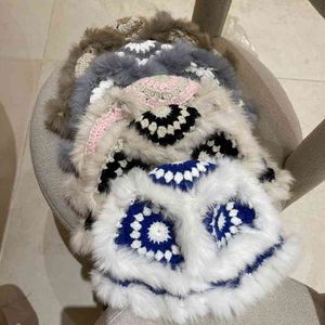 2021 Hiver Crochet Crochet Bonnet Hairie Chaude Bassin Tricoté Dama Basine Panama