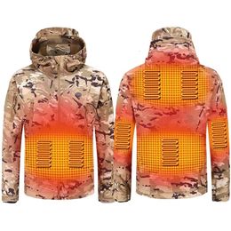 Winter elektrische verwarming jas USB Smart mannen vrouwen dikke verwarmde jassen camouflage capuchon warmte jacht skipak