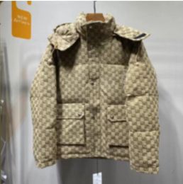 Winter Fashion GGGS Designer Mens Women Down Coats Jacked Dikke Warm Jacquard Nylon Stitching Coat Hood Drawing Letter Coat
