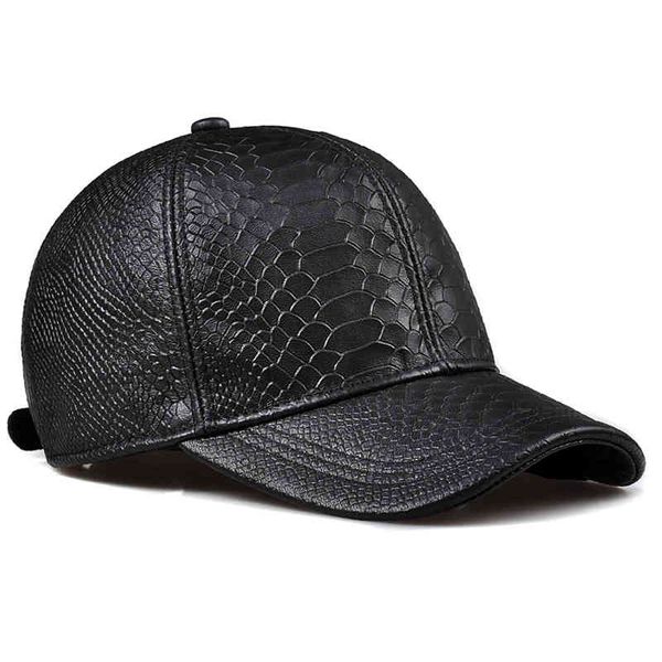 2021 hiver véritable peau de mouton cuir aigle imprimer 56-60CM noir/marron casquettes de Baseball pour homme décontracté rue Gf Gorras papa chapeau