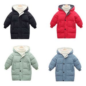 2021 Winter Girls Down Jackets 3-10 jaar oude herfstmode jongens warm down jas Children Hooded Outerwear Children Jackets J220718
