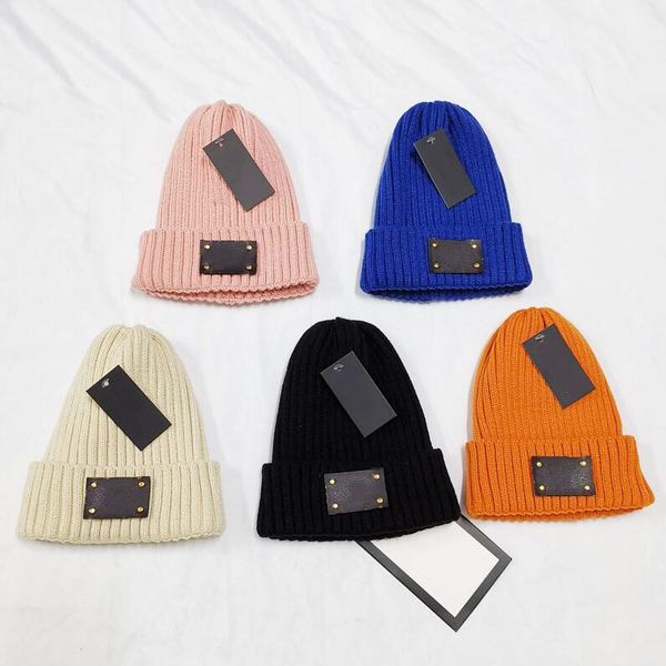 Gorros de invierno para hombres y mujeres, 5 colores, gorro de calavera con puños de punto acogedor, gorros de punto cálidos para exteriores a la moda al por mayor