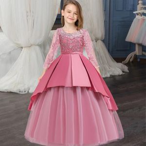 Robe de princesse longue de demoiselle d'honneur pour filles, tenue de soirée de mariage, de bal, élégante, pour enfants de 14, 10 et 12 ans, hiver 2021