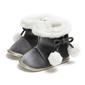 2021 Hiver Nouveau Arrivée Baby Girl Cotton Bottes Casual Bowknot Chaussures Premiers Walkers Nouveau-né Mignon Sold Sole Sole Sole Chaussure Hot 0-18m G1023