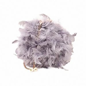 2021 Winter Echte Vrouwen Struisvogelveren Schoudertas Keten Tassen Desinger Dames Kleine Handtassen Vrouwen Tieners Clutch Purse Bags 43HI #