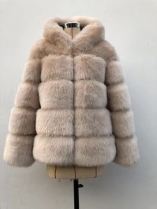 2021 Hiver épais Tox Faux Fur Mabinet Femmes Plus taille à capuche à capuche à manches longues Veste de fourrure d'hiver Luxury Coats de fourrure