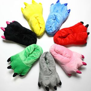 2021 Hiver Chaud Doux Intérieur Pantoufles Femmes Hommes Enfants Chaussures Patte Drôle Animal De Noël Monstre Dinosaure Griffe En Peluche Maison 922