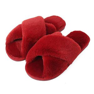 2021 hiver femmes doux léopard fourrure fourrure pantoufles femmes chaussures en peluche intérieur diapositives dames plate-forme bout ouvert moelleux maison pantoufles H0914