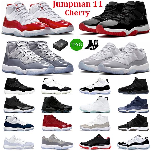 Hombres Mujeres de calidad superior 11 zapatos de baloncesto Jumpman 11s Cherry Cement Grey Cool 25th Anniversary Bred Concord DMP Zapatillas de deporte para hombre Zapatillas deportivas