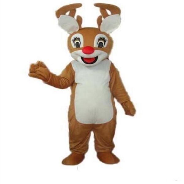 2021 Avec un mini ventilateur à l'intérieur de la tête Costume de mascotte de cerf de renne de nez rouge de Noël pour adulte à porter 210g