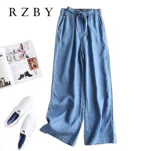 2021 Femmes Denim Pantalon Vintage Taille Haute Mode Été Jambe Large Cowboy Jeans Autunm Droit Coton Jeans Pantalon RZBY352 Q0801