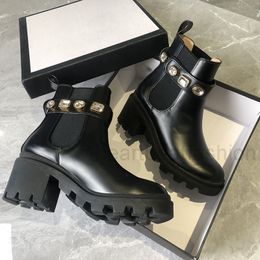 2023 mujeres diseñador botines tacón grueso desierto bota flamencos cuero real dama invierno moda lujo clásico abeja para mujer encimera