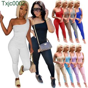 2022 tendances femmes concepteur combinaisons Sexy une épaule sans manches hanche levage sport barboteuses élégant maigre body Clubwear