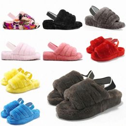 2021 Mujeres zapatillas peludas Fluff Yeah Sandal Sandal Australia Fuzzy Soft House Damas Zapatos para mujer Fures Fluffy Sandals para hombres Invierno Slipp G9n3#