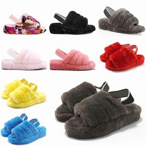 2021 Femmes Furry Pantoufles Fluff Ouais Diapositives Sandale Australie Fuzzy Soft House Dames Chaussures Femmes Fourrure Sandales Moelleuses Hommes Hiver Slipp n0Mm #