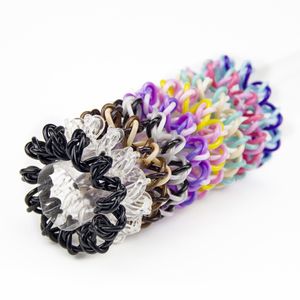 2021 Vrouwen Meisjes Kleurrijke Regenboog Spiraal Haar Ties Touw Telefoon Draad Plastic No Crease Coil Dikte Scrunchies