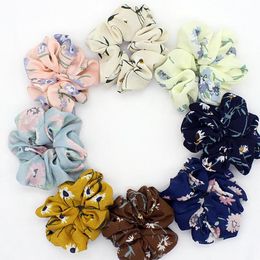 2021 Women Girls Rose floral Color Cloth Elastic Ring Hair Ties Accessories Ponytail Holder Hairbands Rubber Band Scrunchies 8 color