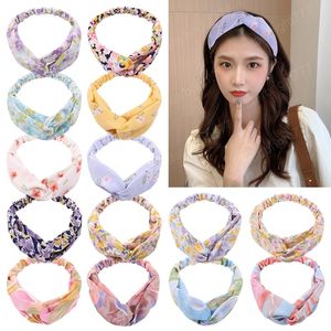 2021 Dames Meisjes Zomer Bohemien Elastische Haarbanden Kruis Knoop Hoofdbanden Turban Bandage Bandanas Hairbands Haaraccessoires