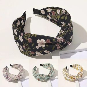 2021 Dames Hoofdtooi Haarband Afdrukken Wide Hoofdband Haar Hoop Haarbanden Wikkelen Hoofddeksels Bloemen Knoop Haarbanden Bezel Accessoires