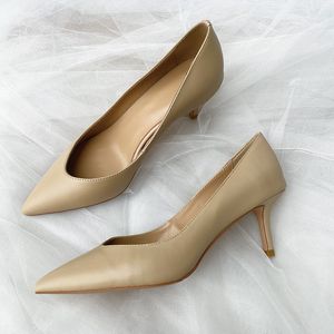 2021 femmes dames véritables chaussures de robe en cuir réel 6cm chaton chat talons hauts Pildomage d'automne orteil de mariage