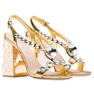 2021 Dames dames schapenvacht echt leer 10 cm dikke hoge hakken sandalen zomer casual trouwfeest gladiator schoenen diamant peep-teen buckle 3 kleuren 35-43 hh