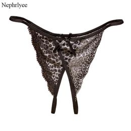 2021 femmes léopard tongs Sexy dentelle G-String slips dames confortable ouvert entrejambe culotte respirant t-back sous-vêtements P110224r