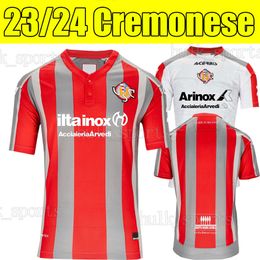 23 24 US Cremonese Soccer Jerseys 2023 2024 Massimo Coda David Okereke Luca Zanimacchia rouge Accueil Hommes Uniformes Cremonese Football Shirts