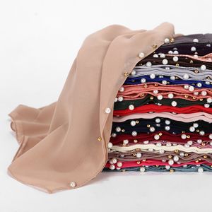 2021 Dames Parel Bubble Chiffon Sjaal Hoofd Hijab Wrap Volledige Cover-Up Sjaals Foulard Femme Headscarf Crinkle Muslim Hijabs Stal