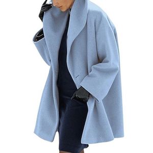 Femmes rétro simple bouton solide Long Cardigan vestes automne à manches longues poche Outwear hiver à capuche mélange laine manteau hauts
