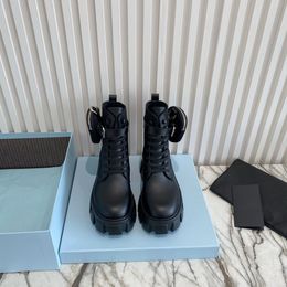 2021 Femmes Rois Bottes Designers Cheville Martin Botte En Cuir Nylon Poche Amovible Chaussons Militaire Inspiré Chaussures De Combat Boîte D'origine Taille 35-41 Top Qualité