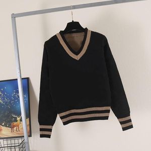 2021 Dames Sweaters Casual Knit Contrast Kleur Lange Mouw Herfst Fashion Wear Classic Dames Trui Cardigan Brief Patroon