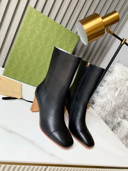 Botas de tacón grueso para mujer 2021, diseño de metal con punta multicolor a elegir, tamaño 35-43 lleno de personalidad