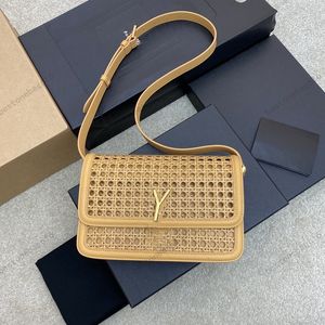 Hoogwaardige designer tas envelop tas schoudertas handtas crossbody tas geweven rattan rue de solferino tas in gewatteerde lamsk.