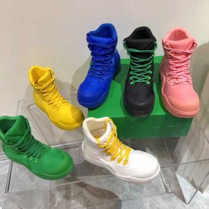 2021 Vrouwen Diksole Wandellaarzen Mannen Hoge Top Lederen Martin Boot Tops Designer Paar Lace Up Platform Rain Booty met Doos Grote maat 35-44