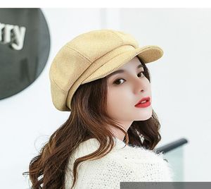 2021 Femmes Visor Beret Automne Hiver Octogonal Cap chapeaux Artiste élégant Painter Newsboy Caps Black Grey Beret Hat9770894
