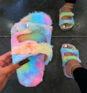 2021 Dames039s Kleurrijke Slippers Winter Warm Snoep Kleur Lowheeled Slippers Casual Sport Strand Slippers Meisjes Thuis Kleding4994331