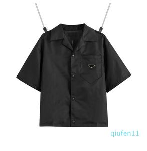 2021, camisa para hombre y mujer, blusas cortas de marca informal, triángulo invertido clásico, herramientas de nailon de alta calidad importadas sueltas