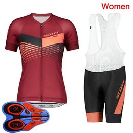 2021 Womens SCOTT Team Cycling Jersey Set Été séchage rapide à manches courtes Vêtements de vélo respirant Tenues de vélo Uniforme de sport Y2254S