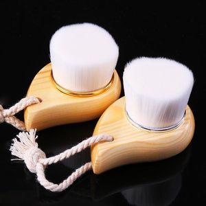 2021 manche en bois brosse de nettoyage outils de beauté doux Fber cheveux brosse manuelle nettoyage brosses pour le visage à main soins de la peau lavage du visage