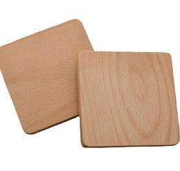 2021 Houten Coaster Round Square Natural Beech Wood Black Walnut Cup Mat Coffee Caps Coaster Bowl Plates Tafel Ware Isolatiegereedschap